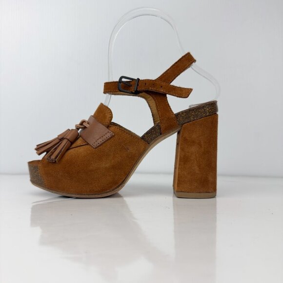 FRED DE LA BRETONNIÈRE Boho 70’s Tan Suede Tassel‎ Platform Sandals sz 36 - Picture 5 of 15